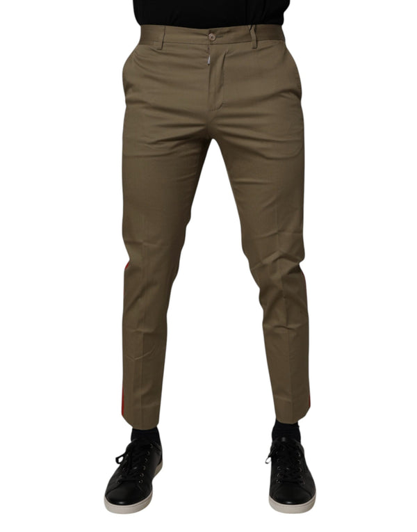 Dark Khaki Cotton Tapered Pants Dolce & Gabbana