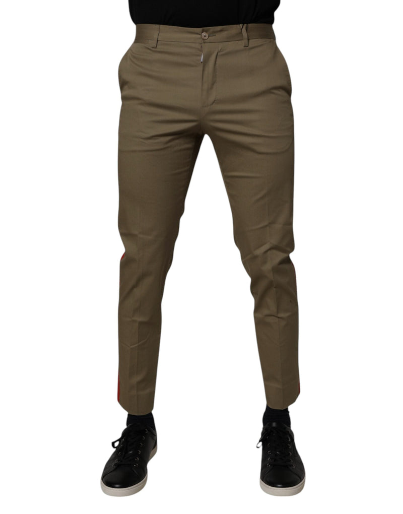 Dark Khaki Cotton Tapered Pants Dolce & Gabbana