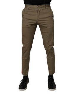 Dark Khaki Cotton Tapered Pants Dolce & Gabbana