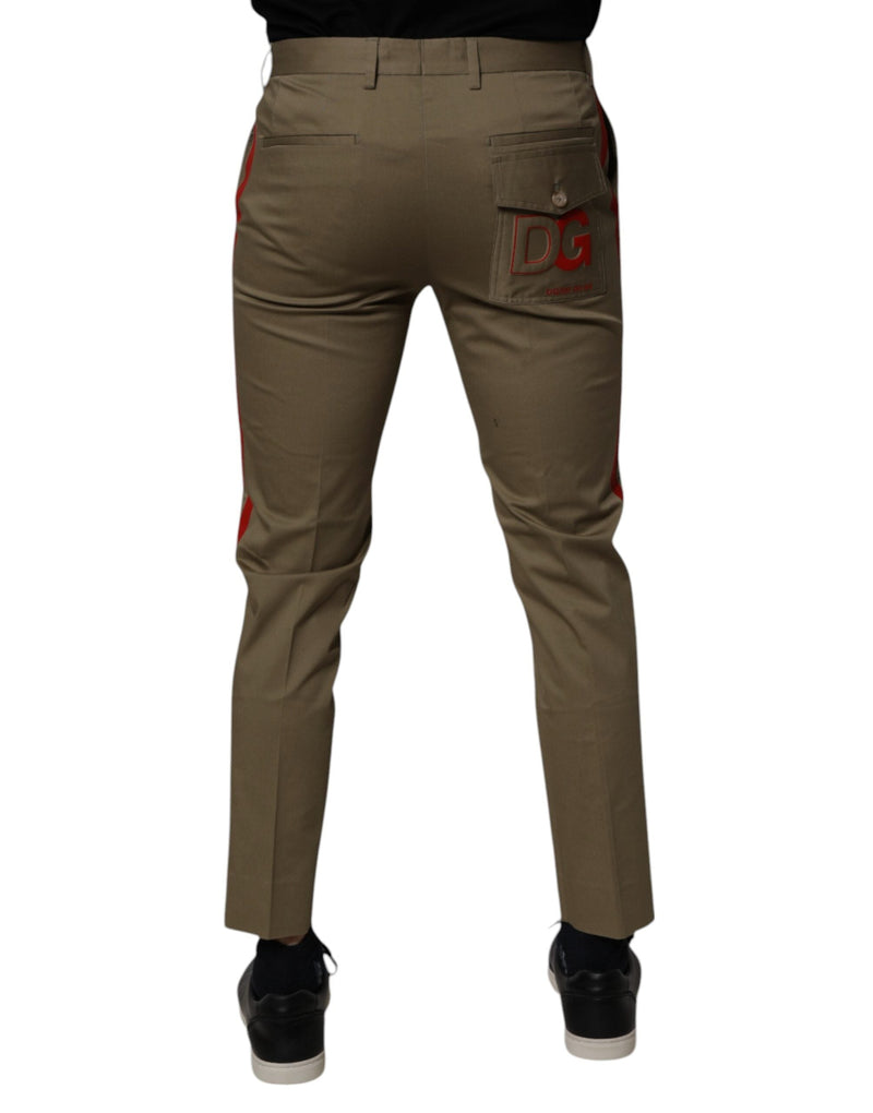 Dark Khaki Cotton Tapered Pants Dolce & Gabbana