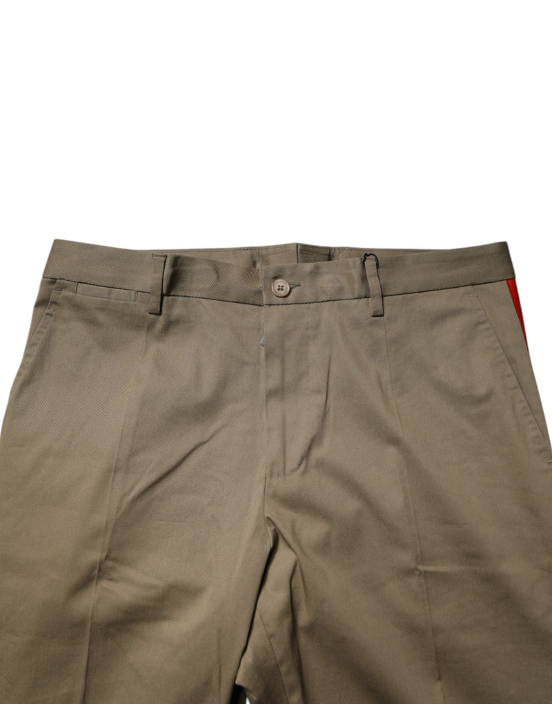 Dark Khaki Cotton Tapered Pants Dolce & Gabbana