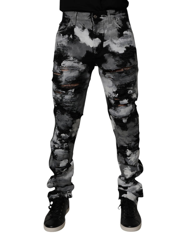 Multicolor Camouflage Tattered Skinny Denim Jeans Dolce & Gabbana