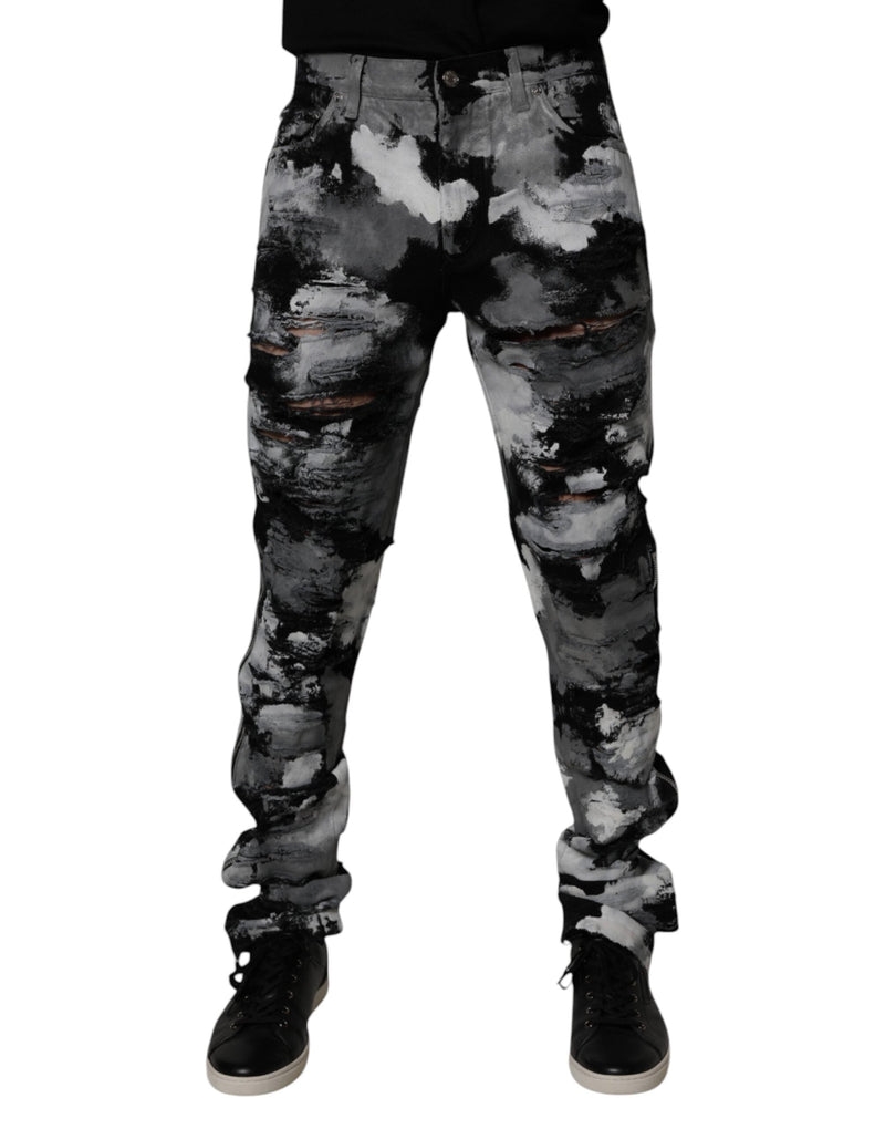 Multicolor Camouflage Tattered Skinny Denim Jeans Dolce & Gabbana