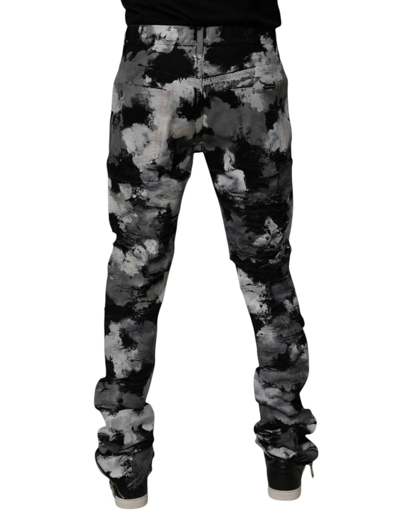Multicolor Camouflage Tattered Skinny Denim Jeans Dolce & Gabbana