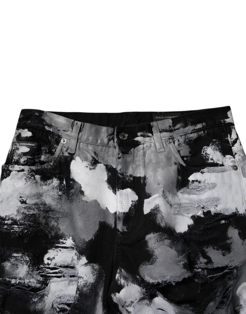 Multicolor Camouflage Tattered Skinny Denim Jeans Dolce & Gabbana