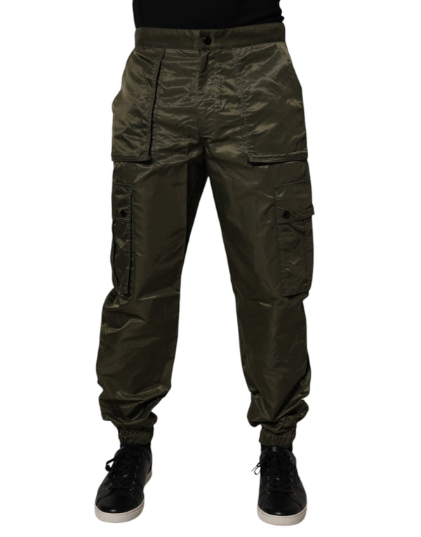 Dark Green Nylon Cargo Pants Dolce & Gabbana