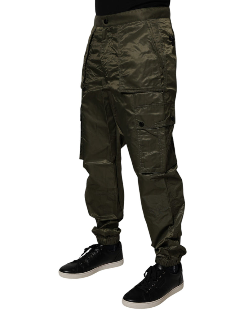 Dark Green Nylon Cargo Pants Dolce & Gabbana