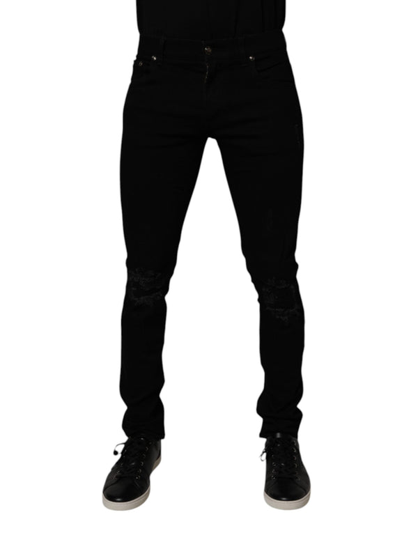 Black Cotton Stretch Skinny Men Denim Jeans Dolce & Gabbana