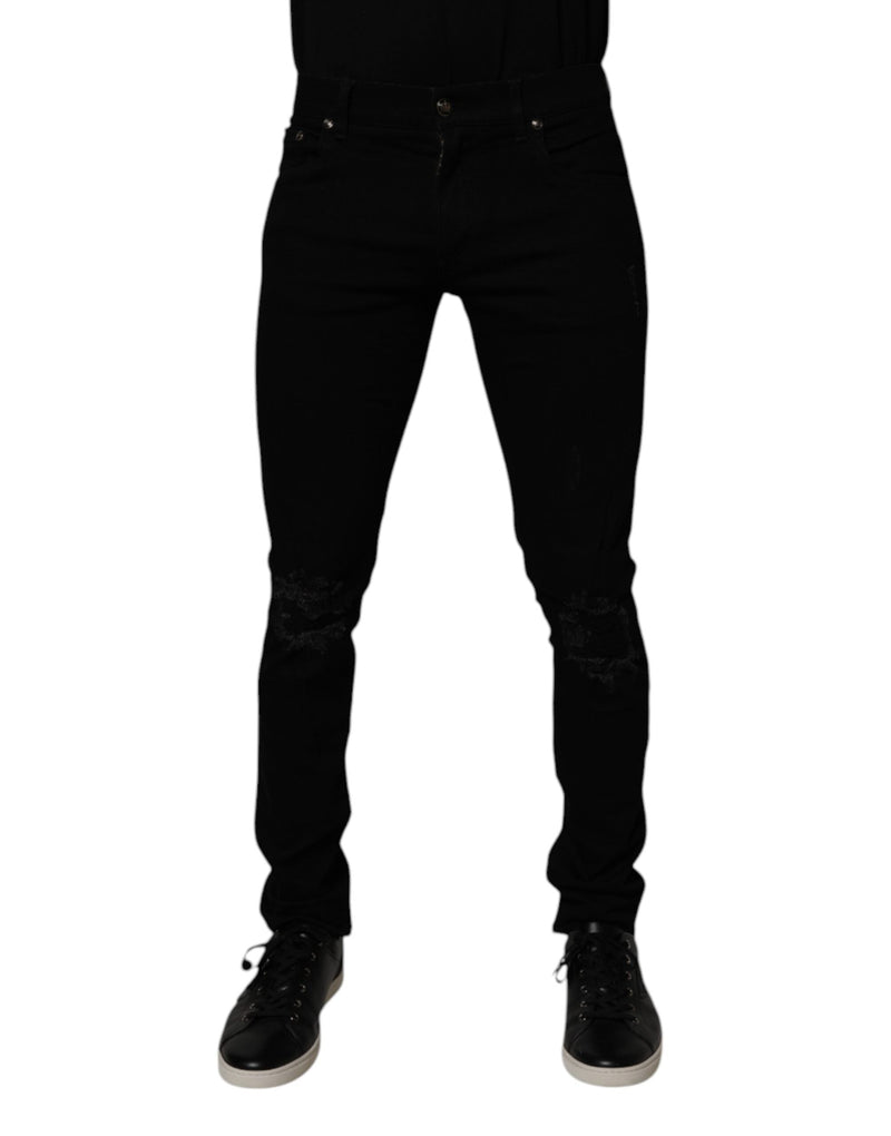 Black Cotton Stretch Skinny Men Denim Jeans Dolce & Gabbana