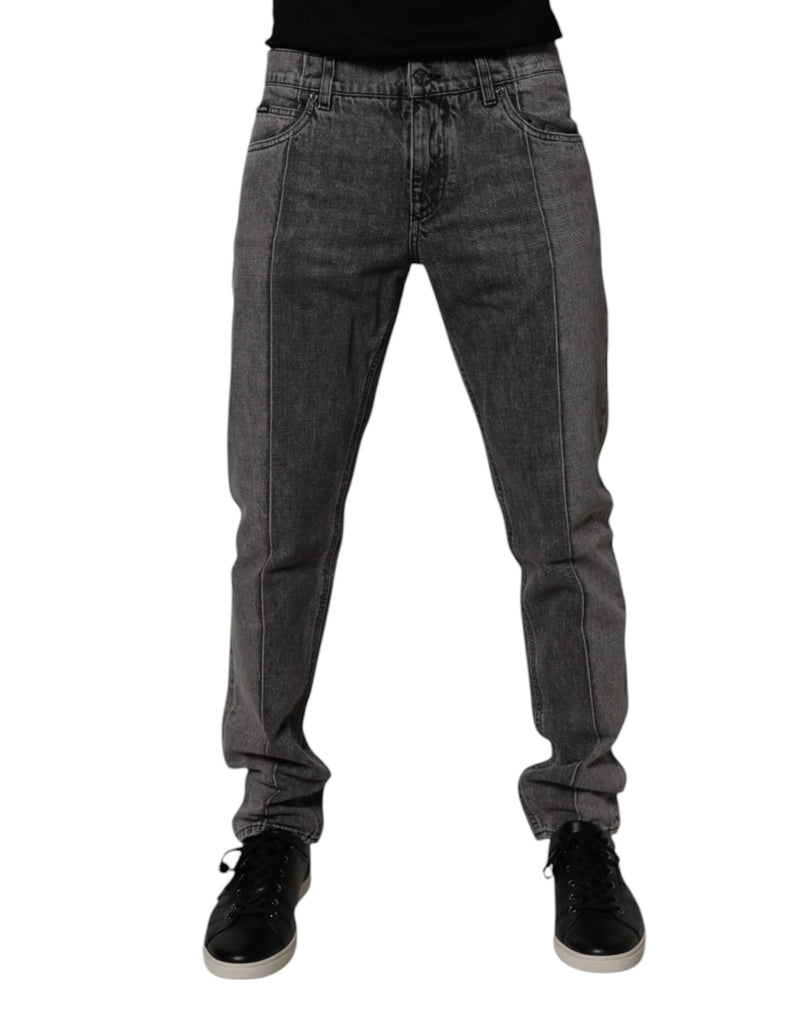 Two Tone Gray Cotton Denim Jeans Dolce & Gabbana