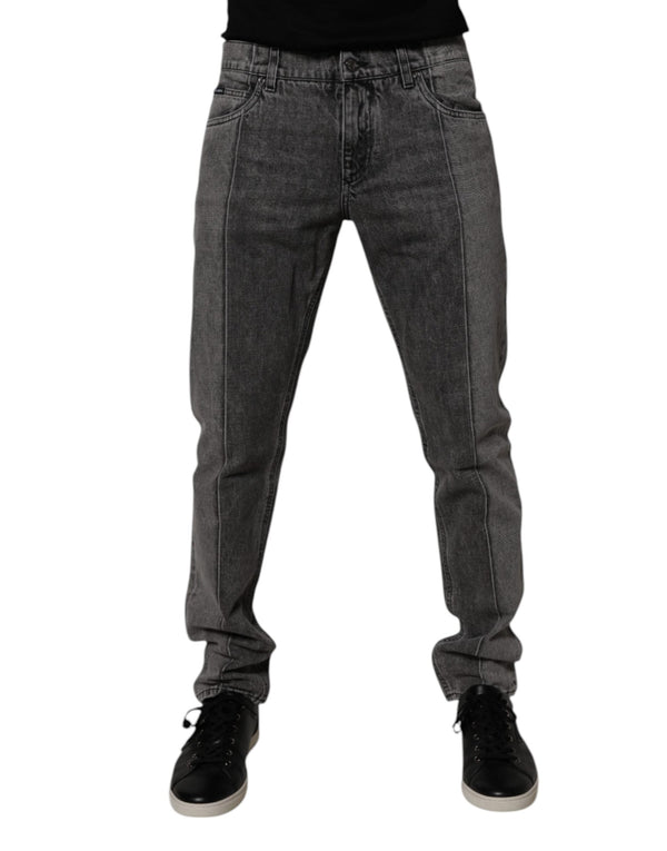 Two Tone Gray Cotton Denim Jeans Dolce & Gabbana