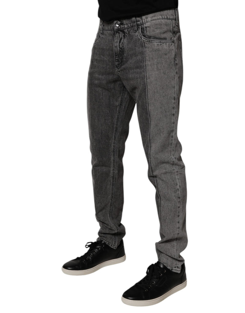 Two Tone Gray Cotton Denim Jeans Dolce & Gabbana