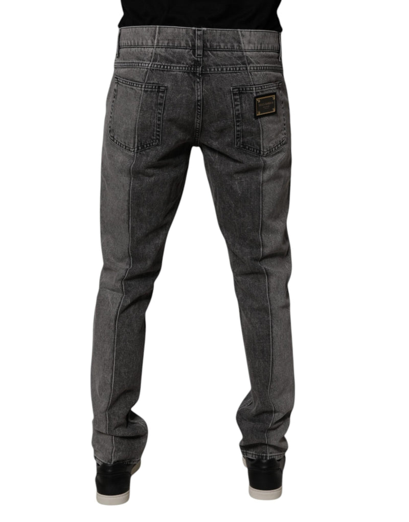Two Tone Gray Cotton Denim Jeans Dolce & Gabbana