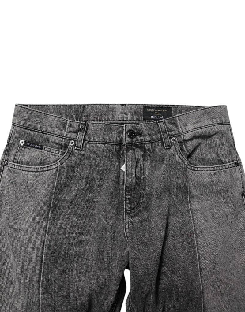 Two Tone Gray Cotton Denim Jeans Dolce & Gabbana