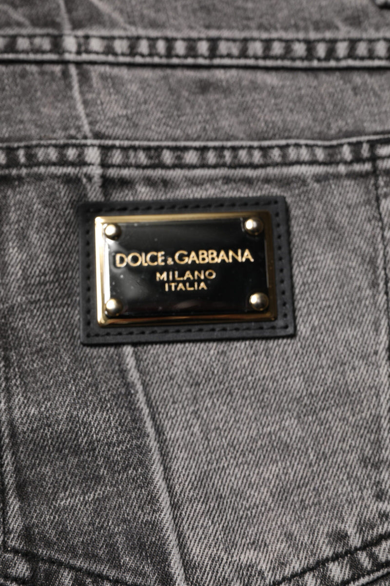 Two Tone Gray Cotton Denim Jeans Dolce & Gabbana