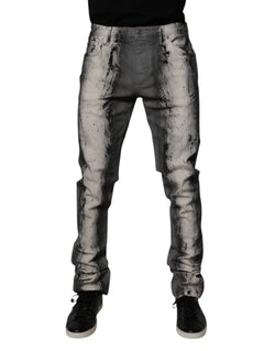 Gray Tie Dye Cotton Skinny Men Denim Jeans Dolce & Gabbana