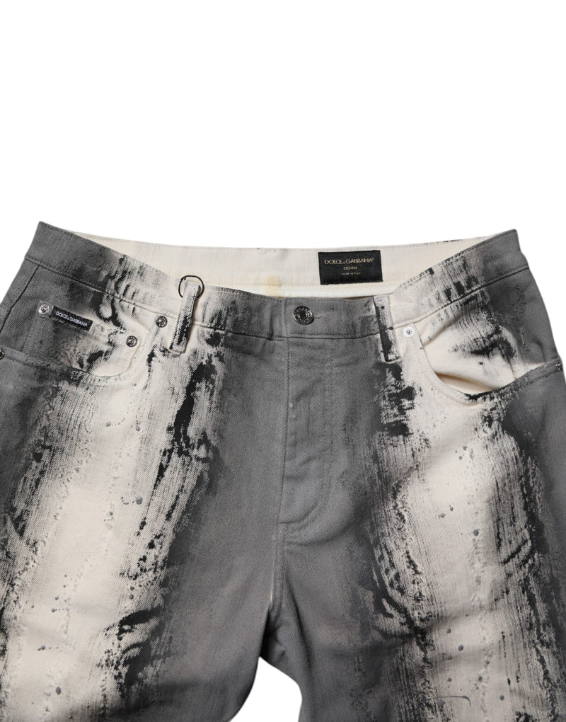 Gray Tie Dye Cotton Skinny Men Denim Jeans Dolce & Gabbana