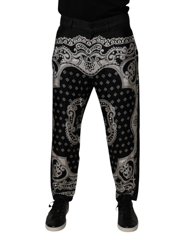 Black Bandana Cotton Skinny Denim Jeans Dolce & Gabbana