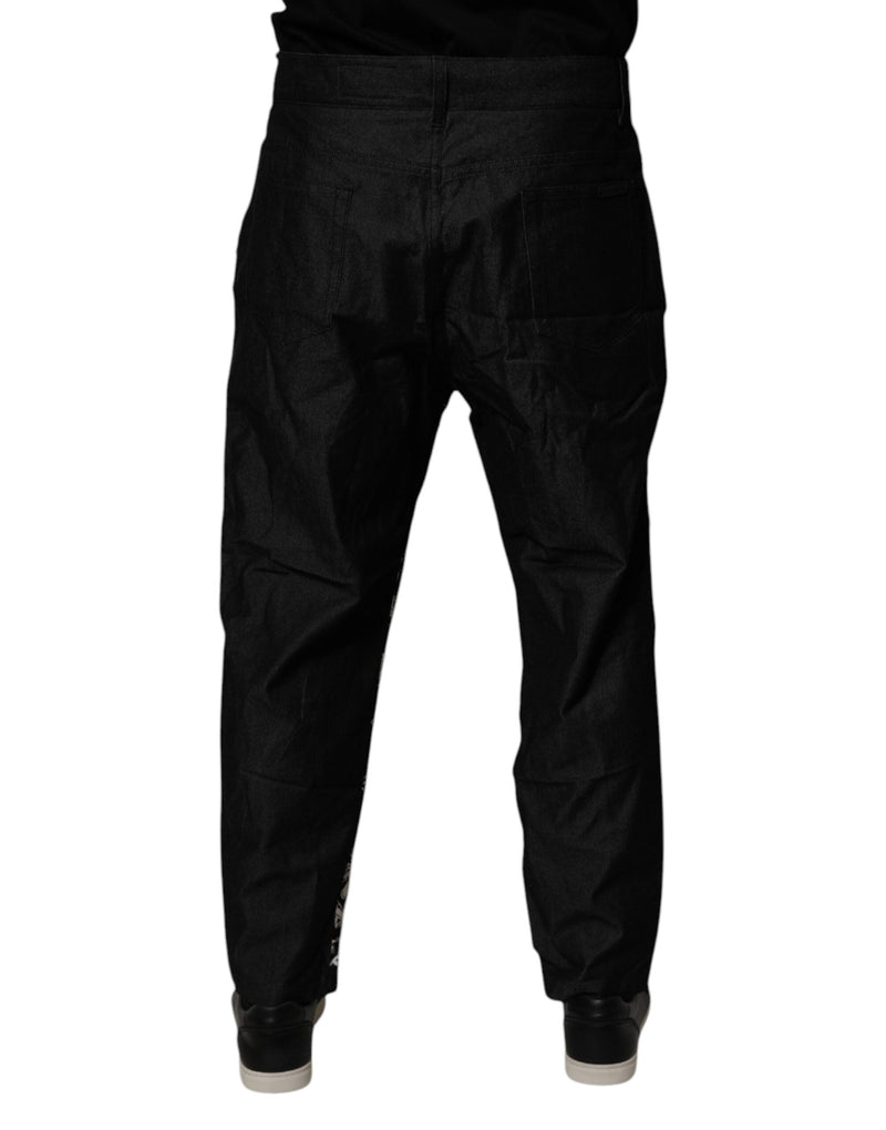 Black Bandana Cotton Skinny Denim Jeans Dolce & Gabbana