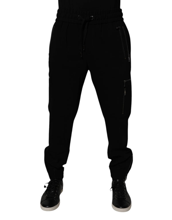 Black Wool Stretch Jogger Pants Dolce & Gabbana