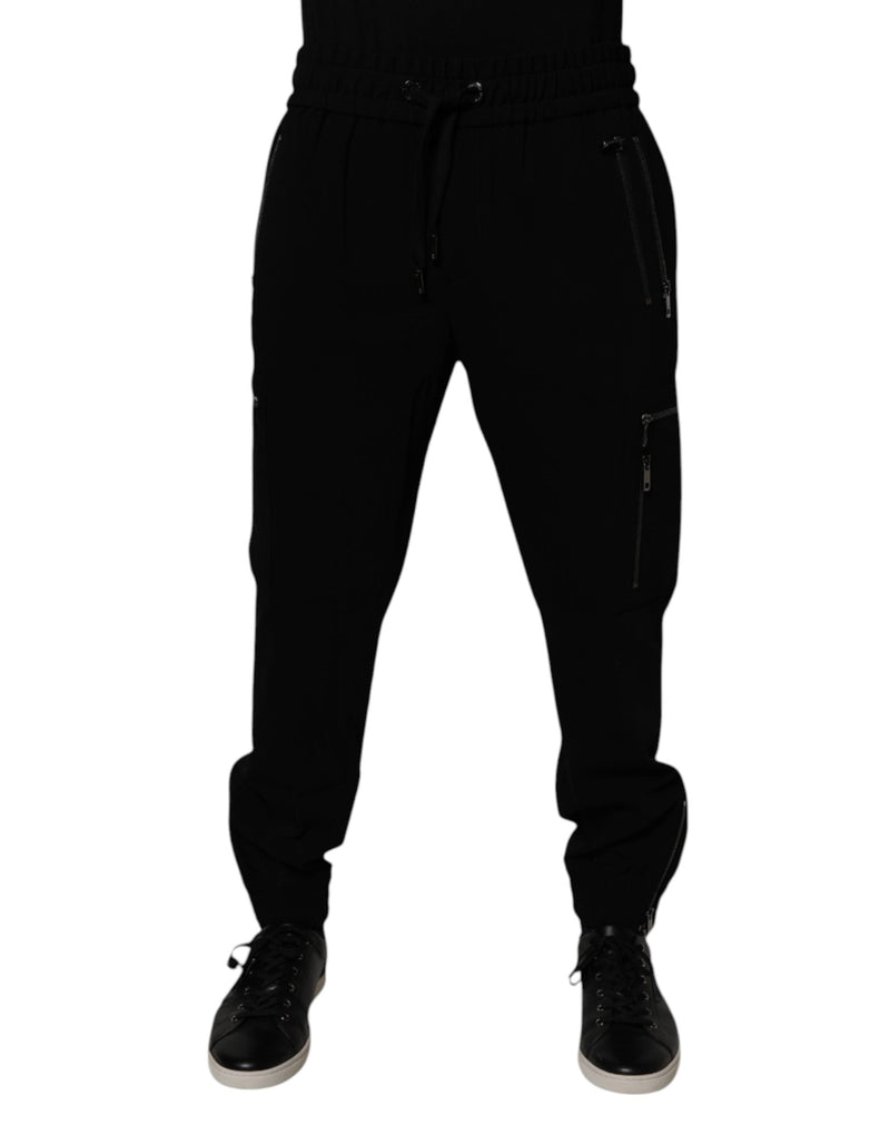 Black Wool Stretch Jogger Pants Dolce & Gabbana