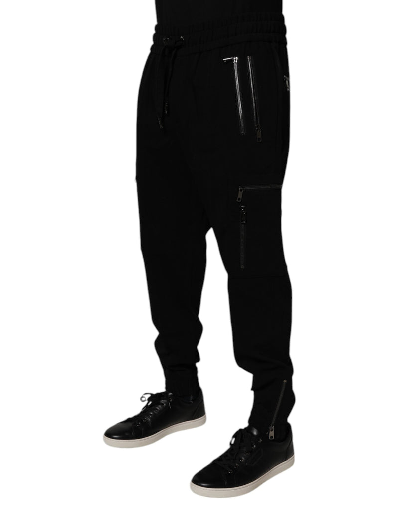 Black Wool Stretch Jogger Pants Dolce & Gabbana