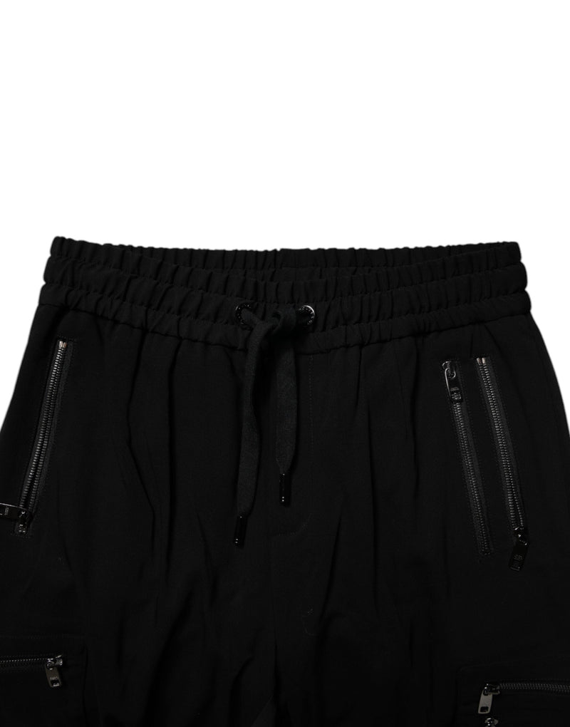 Black Wool Stretch Jogger Pants Dolce & Gabbana