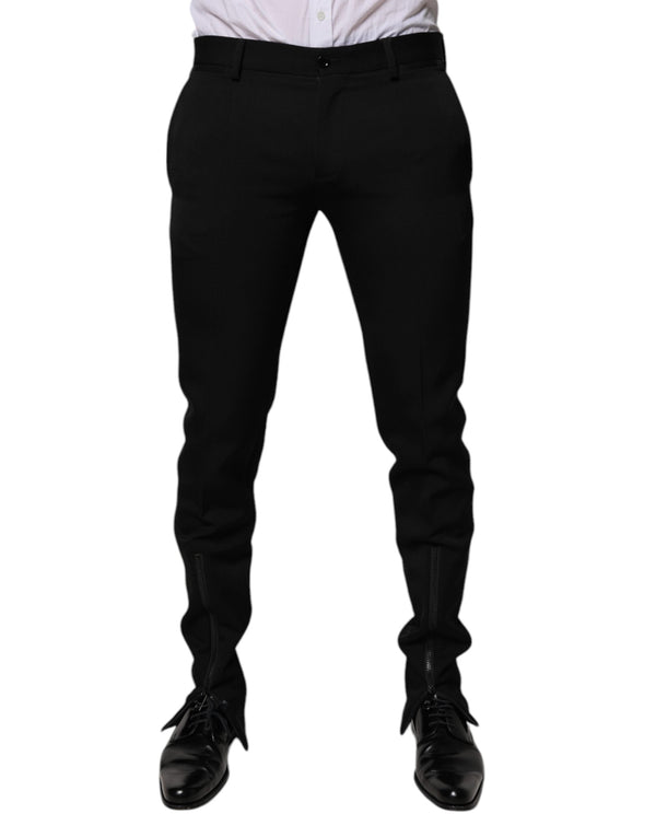 Black Wool Tapered Formal Dress Pants Dolce & Gabbana