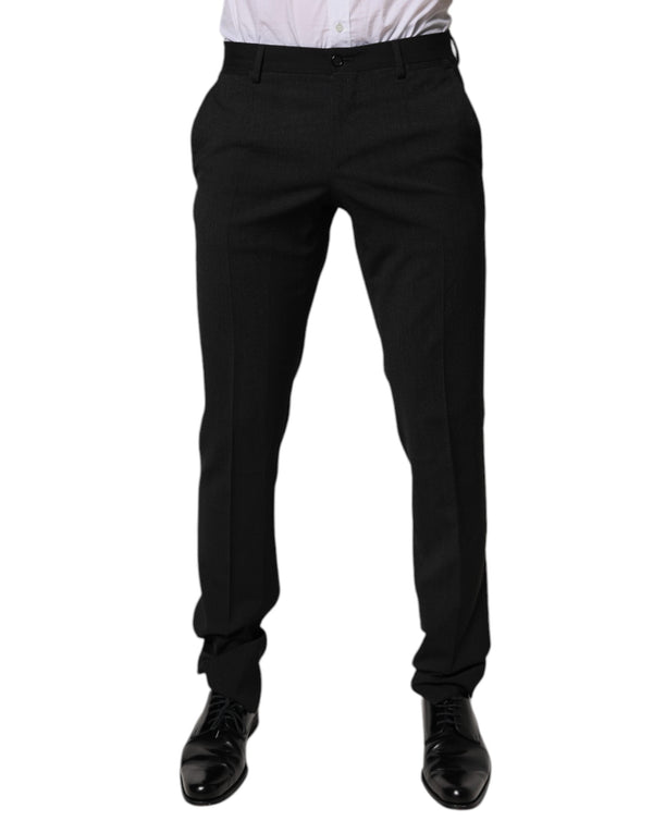 Black Polyester Tapered Formal Men Dress Pants Dolce & Gabbana
