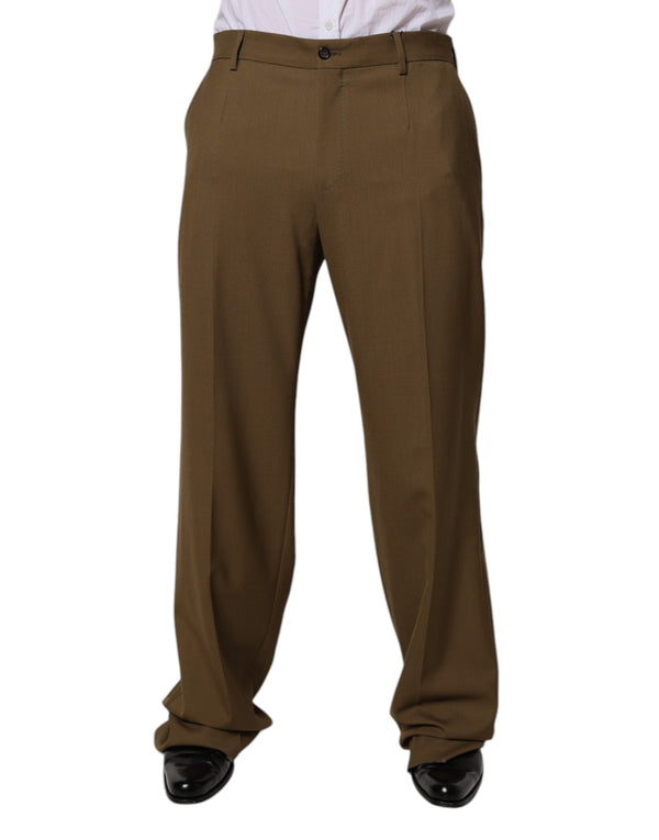Brown Wool Straight Formal Dress Pants Dolce & Gabbana