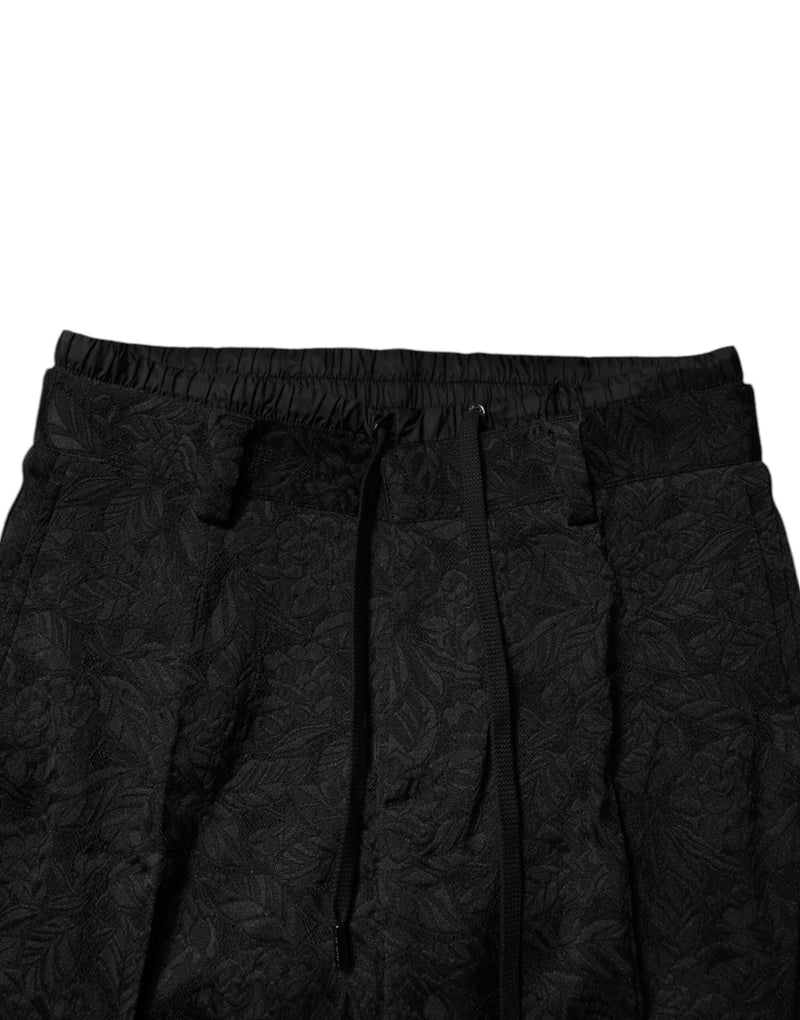 Black Brocade Polyester Skinny Dress Pants Dolce & Gabbana