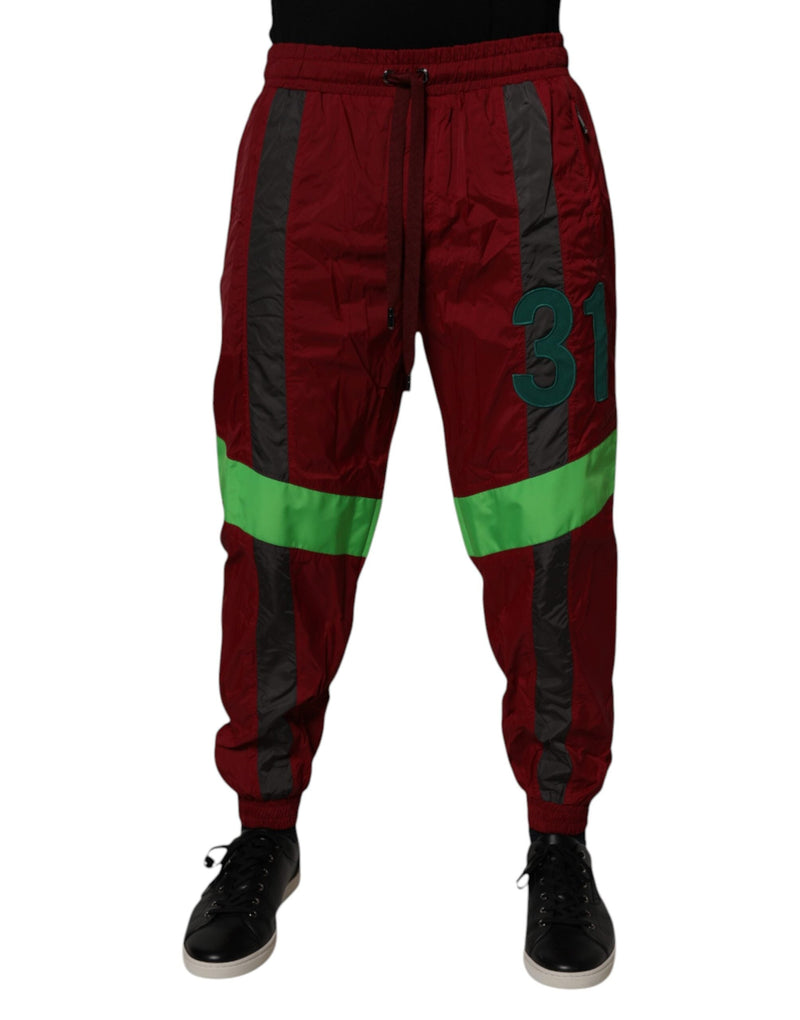 Maroon Nylon Men Jogger Sweatpants Pants Dolce & Gabbana