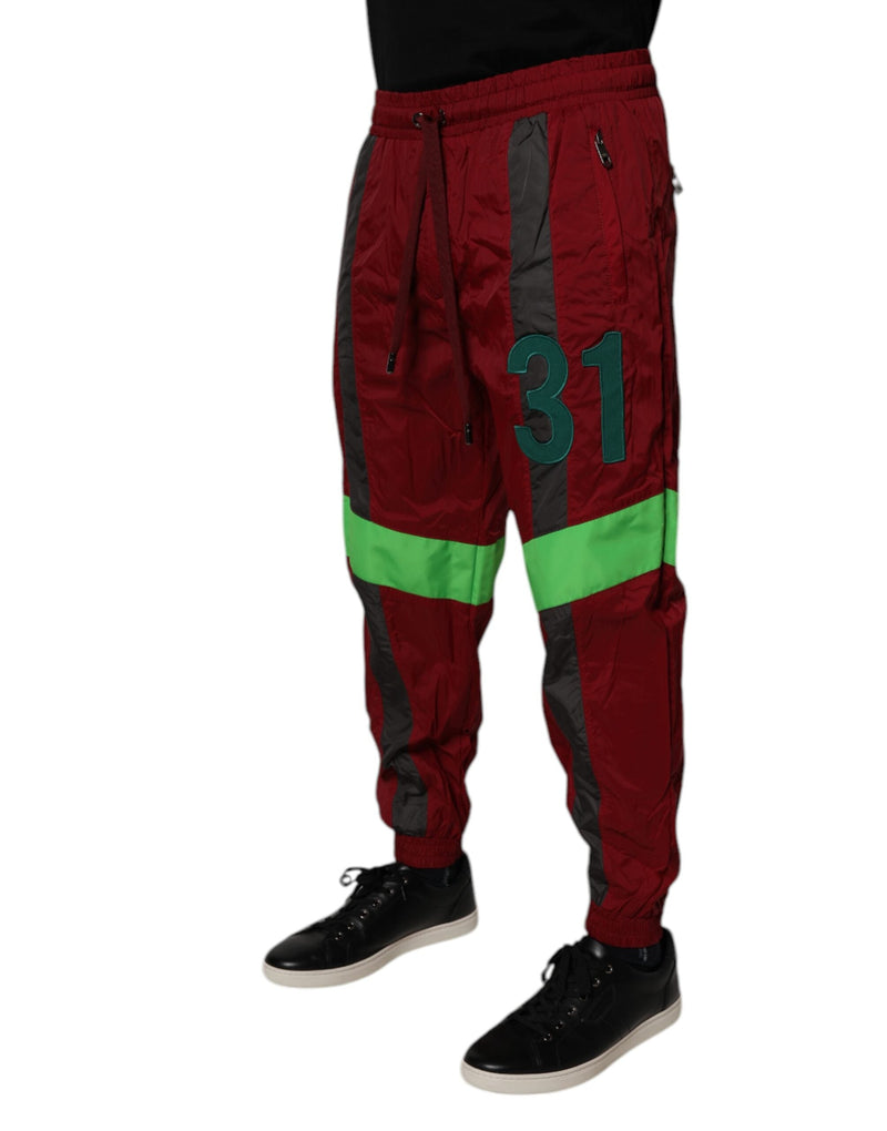 Maroon Nylon Men Jogger Sweatpants Pants Dolce & Gabbana