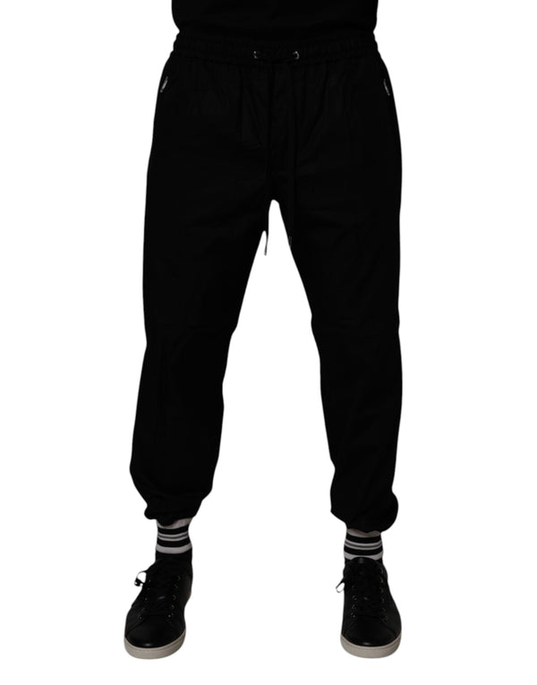 Black Cotton Men Jogger Sweatpants Pants Dolce & Gabbana