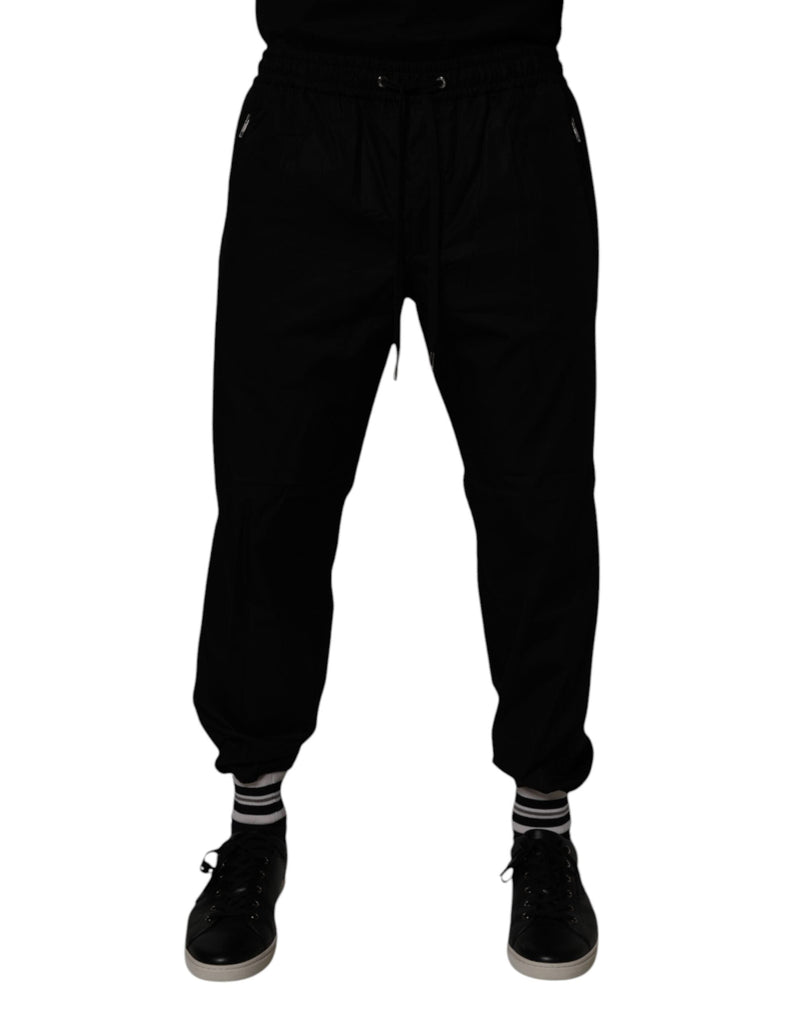 Black Cotton Men Jogger Sweatpants Pants Dolce & Gabbana