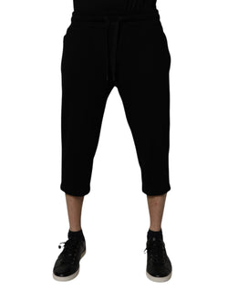 Black Cotton Blend Cropped Sweatpants Pants Dolce & Gabbana