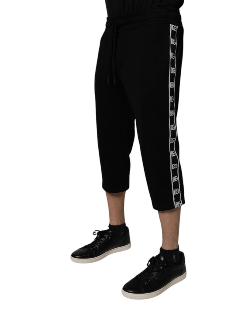 Black Cotton Blend Cropped Sweatpants Pants Dolce & Gabbana