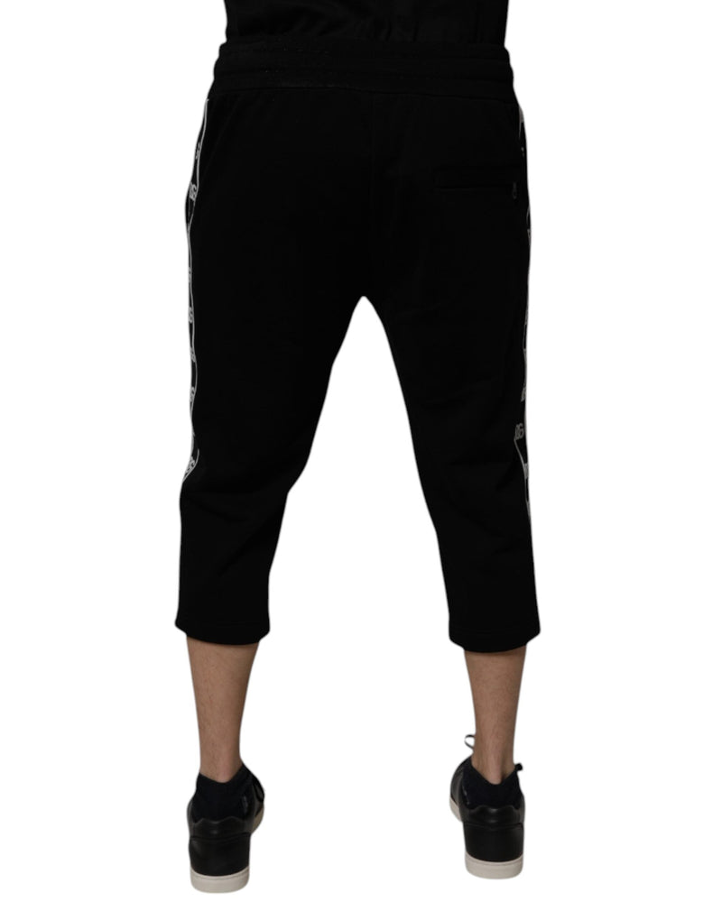 Black Cotton Blend Cropped Sweatpants Pants Dolce & Gabbana