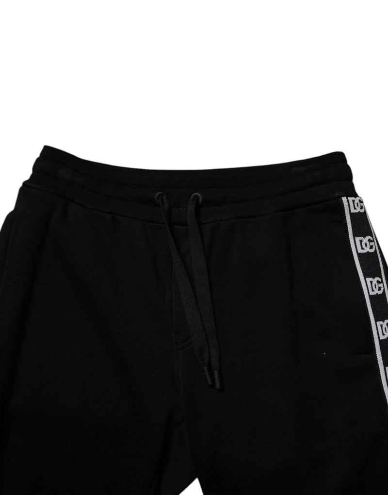 Black Cotton Blend Cropped Sweatpants Pants Dolce & Gabbana
