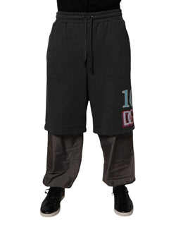 Dark Gray Cotton Layered Straight Sweatpants Pants Dolce & Gabbana