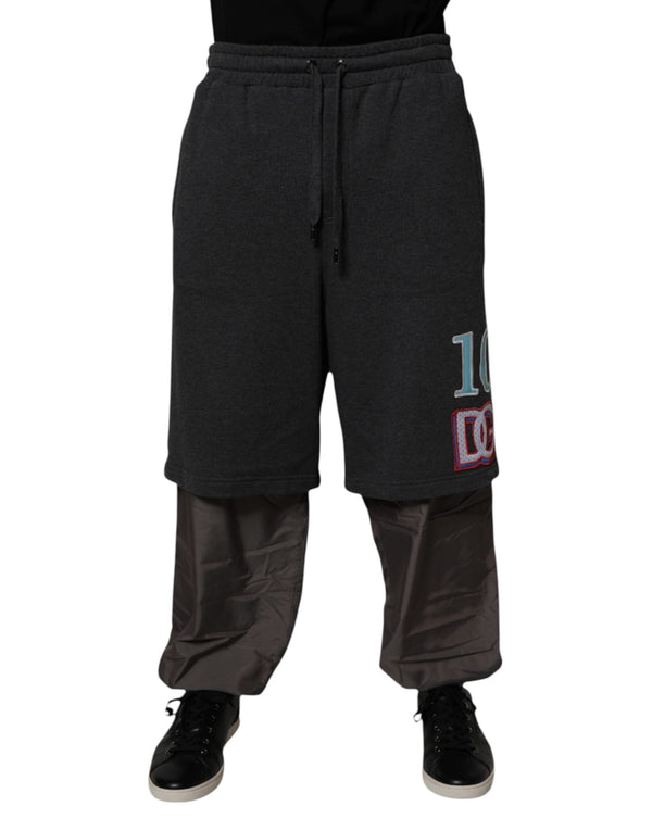 Dark Gray Cotton Layered Straight Sweatpants Pants Dolce & Gabbana