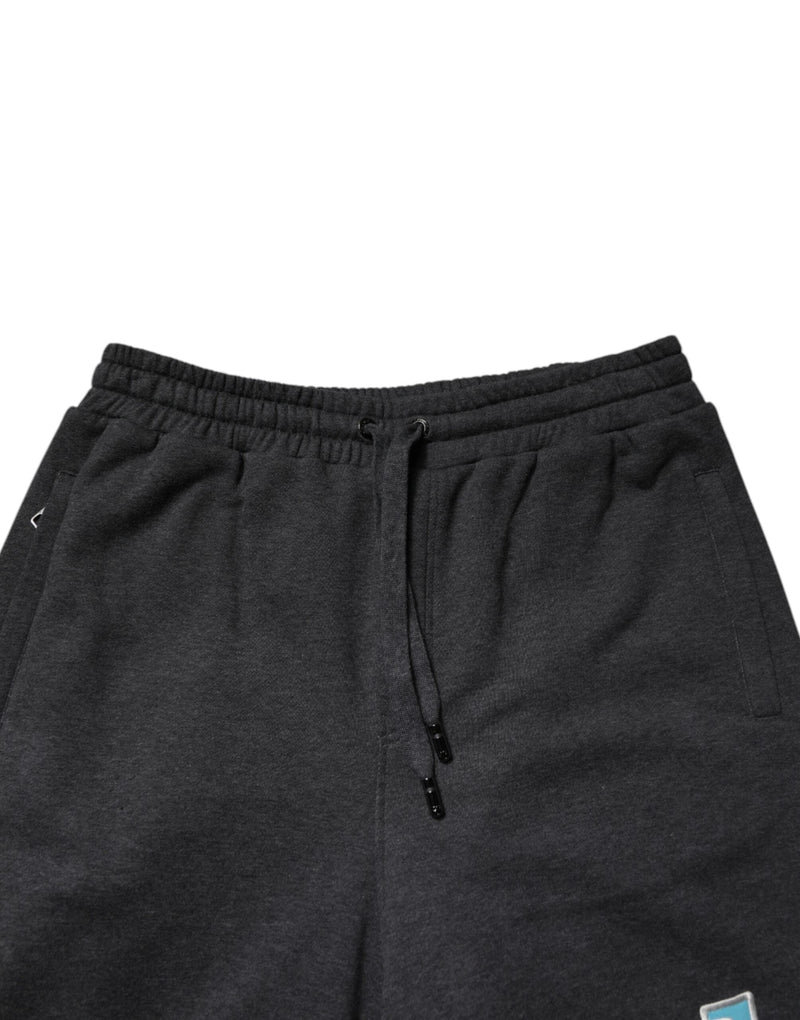 Dark Gray Cotton Layered Straight Sweatpants Pants Dolce & Gabbana
