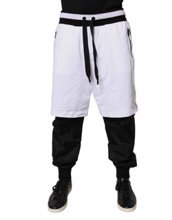 Black White Cotton Layered Sweatpants Pants Dolce & Gabbana