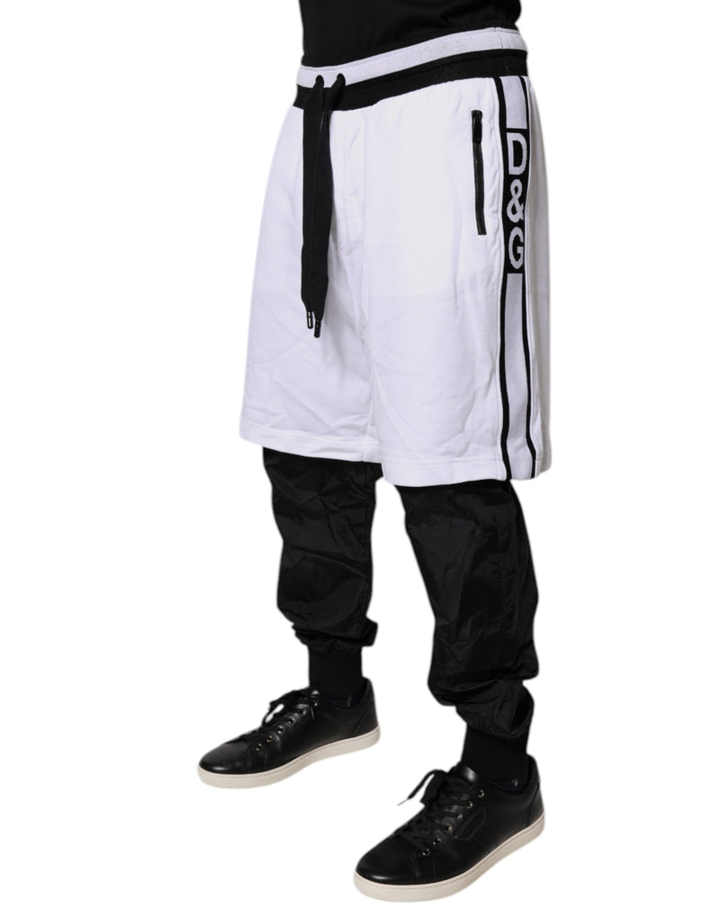 Black White Cotton Layered Sweatpants Pants Dolce & Gabbana