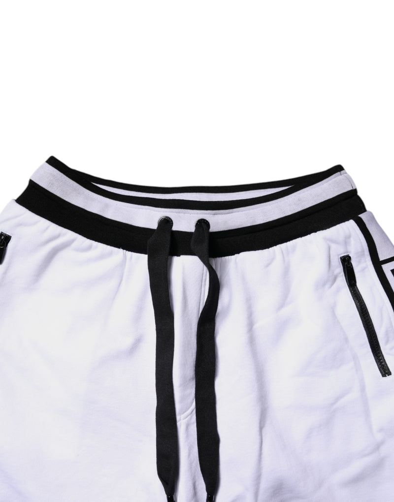 Black White Cotton Layered Sweatpants Pants Dolce & Gabbana