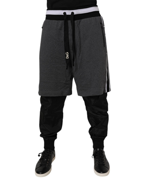 Black Gray Cotton Layered Men Sweatpants Pants Dolce & Gabbana