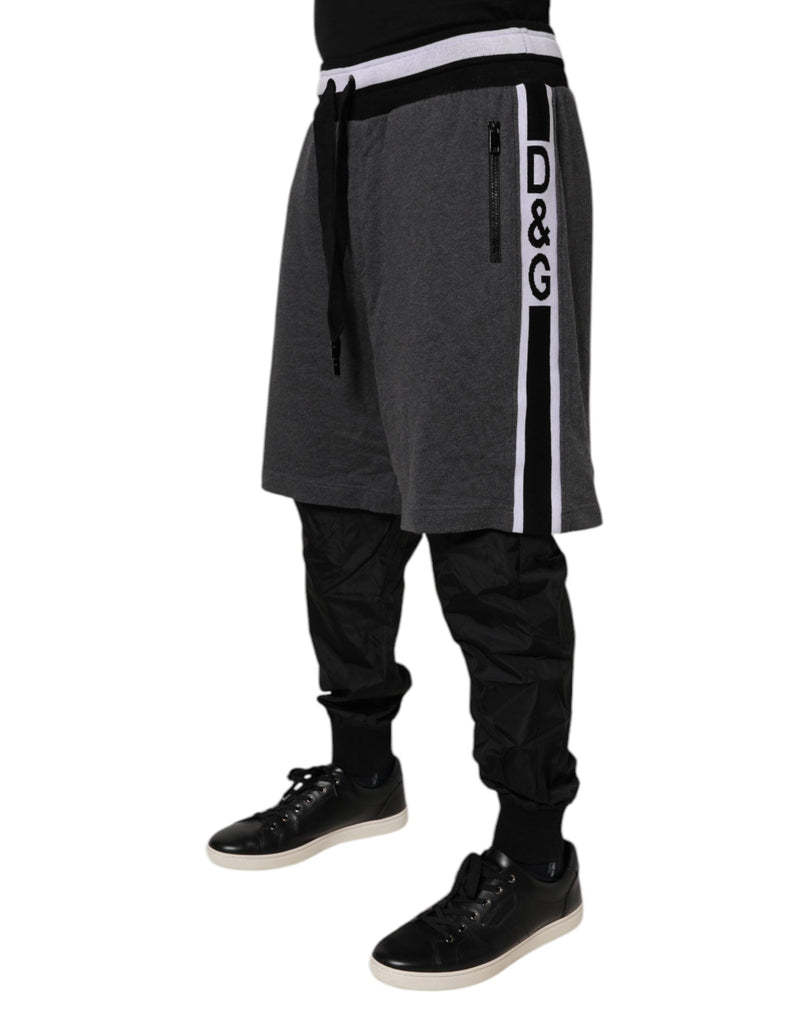 Black Gray Cotton Layered Men Sweatpants Pants Dolce & Gabbana