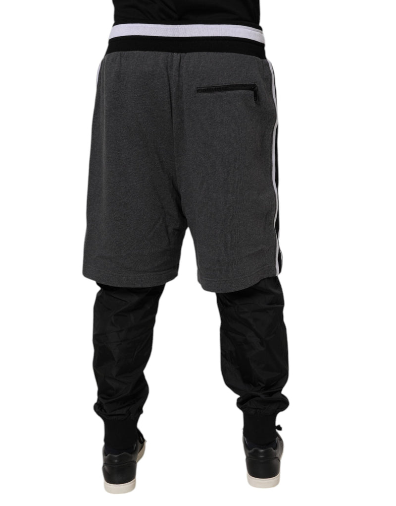 Black Gray Cotton Layered Men Sweatpants Pants Dolce & Gabbana