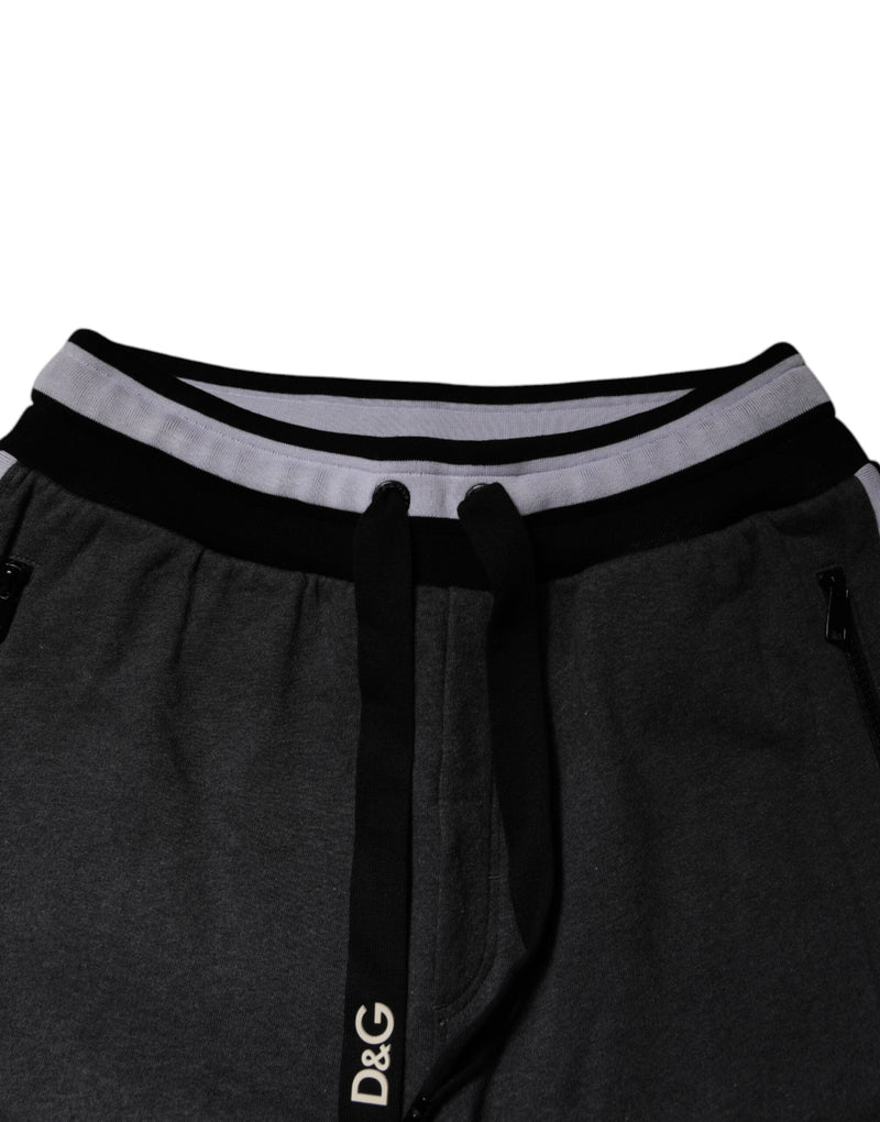 Black Gray Cotton Layered Men Sweatpants Pants Dolce & Gabbana