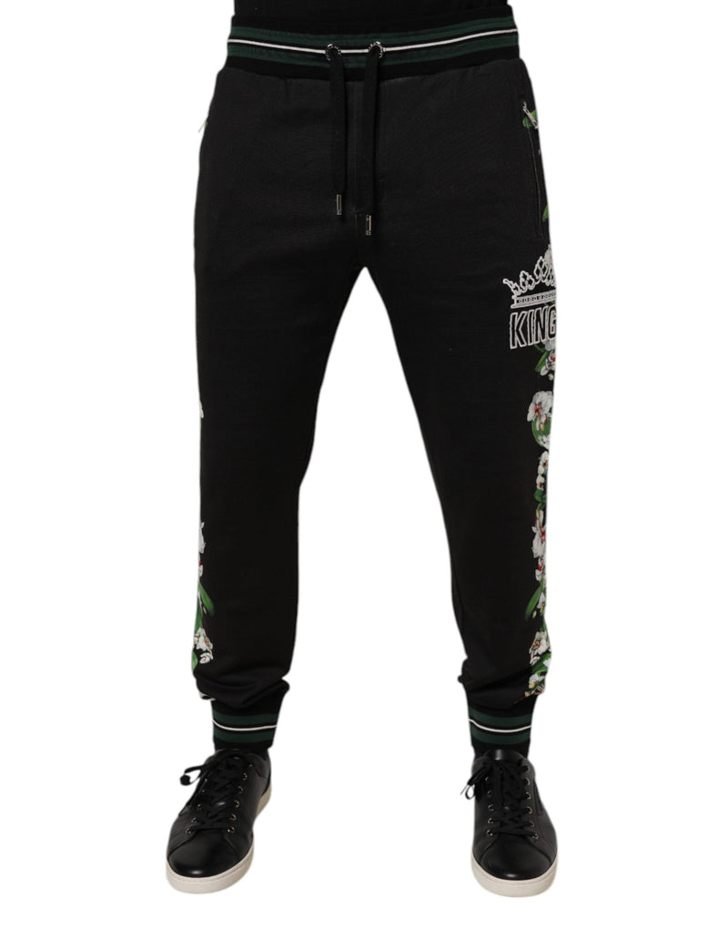Black Floral King Men Jogger Sweatpants Pants Dolce & Gabbana